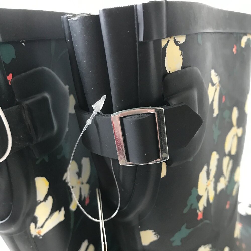 New Black Floral Vicki Mid Calf Waterproof Rain Boots ~ A New Day Size 7 - Picture 9 of 11